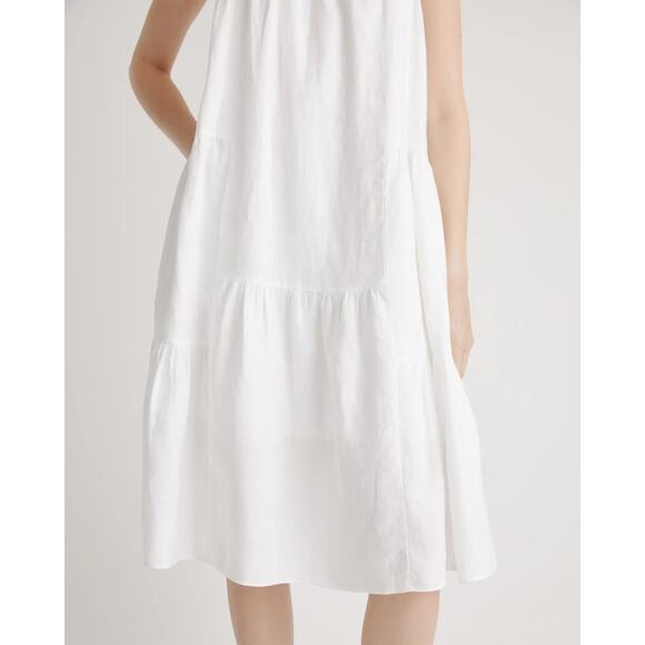 QUINCE White 100% European Linen Trapeze Midi Dress NWT Size Small - Picture 5 of 10
